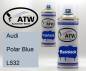 Preview: Audi, Polar Blue, L532: 400ml Sprühdose + 400ml Klarlack - Set, von ATW Autoteile West.